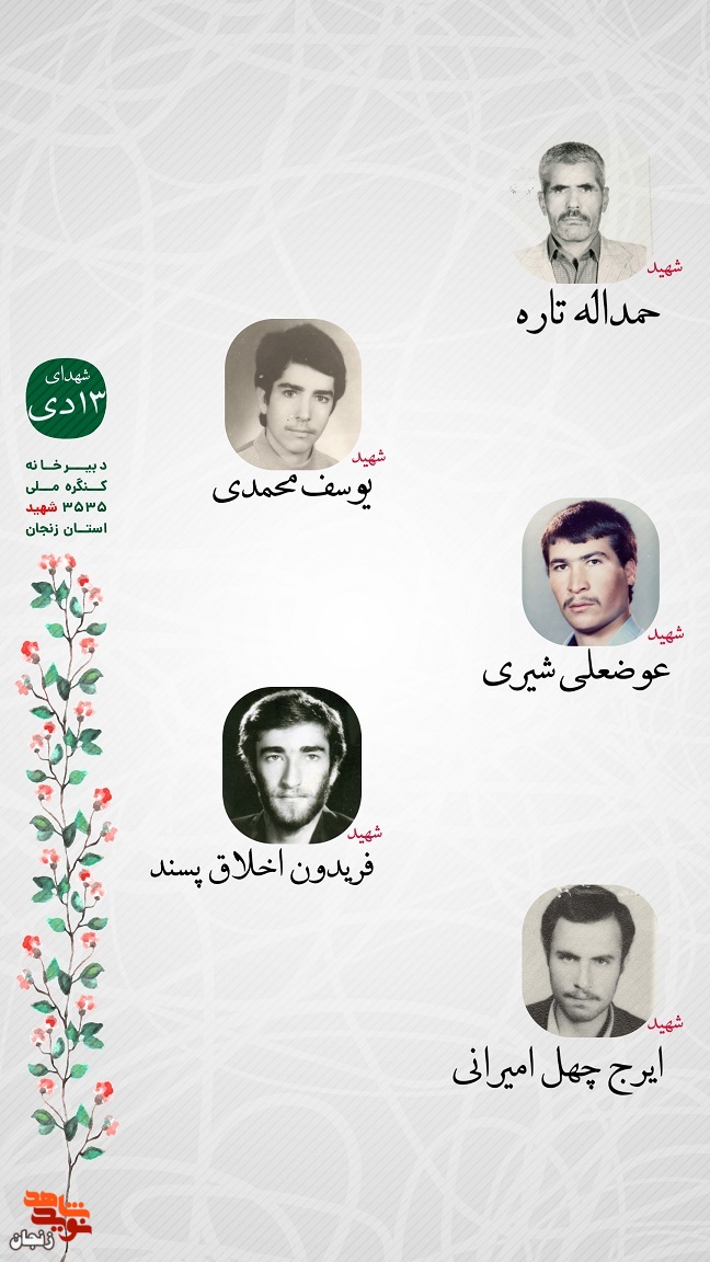 پوستر/ یاد و خاطر شهدای 13 دی ماه استان زنجان گرامی باد