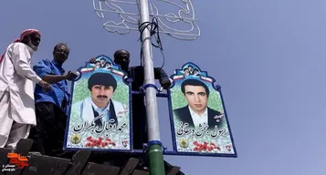 تصاویر ۱۰ شهید شهرستان سرباز در بلوار شهید سلیمانی نصب شد